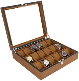 18PCS LUXURY WOOD FINISH WATCH COLLECTOR BOX (K)