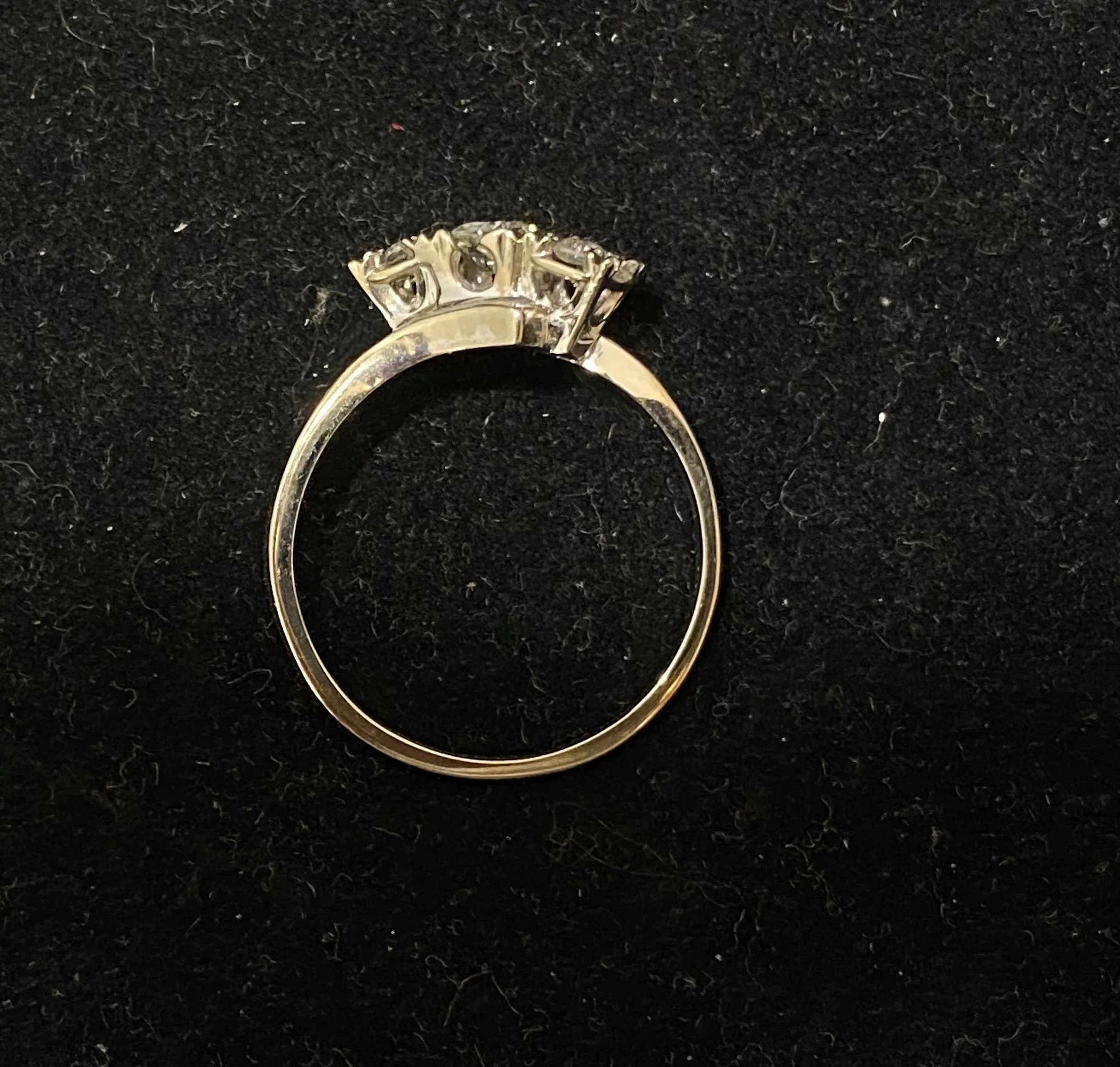1920's Antique Unique Solid White Gold 3-stone Diamond Ring - $6K Appraisal Value w/CoA}