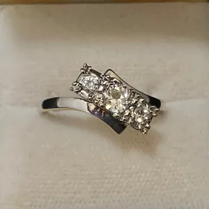 1920's Antique Unique Solid White Gold 3-stone Diamond Ring - $6K Appraisal Value w/CoA}
