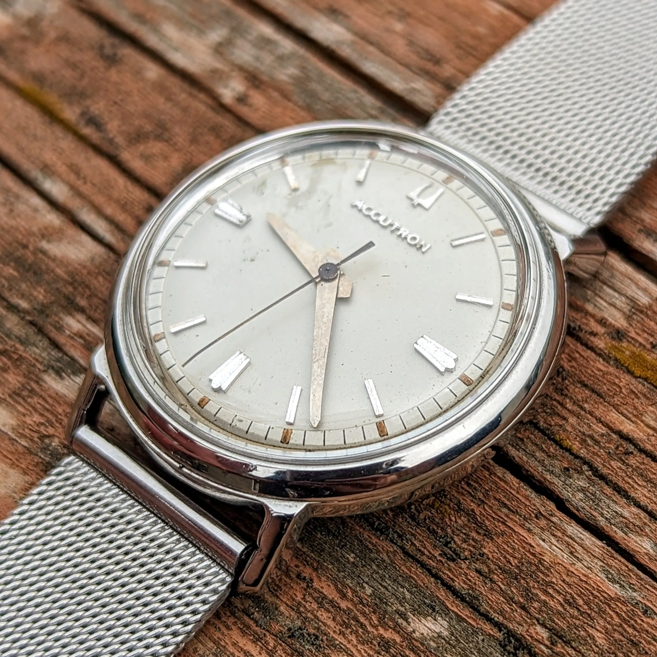1967 BULOVA Accutron 214 Wristwatch All Stainless-Steel Vintage Watch
