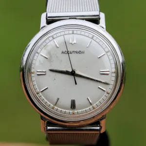 1967 BULOVA Accutron 214 Wristwatch All Stainless-Steel Vintage Watch