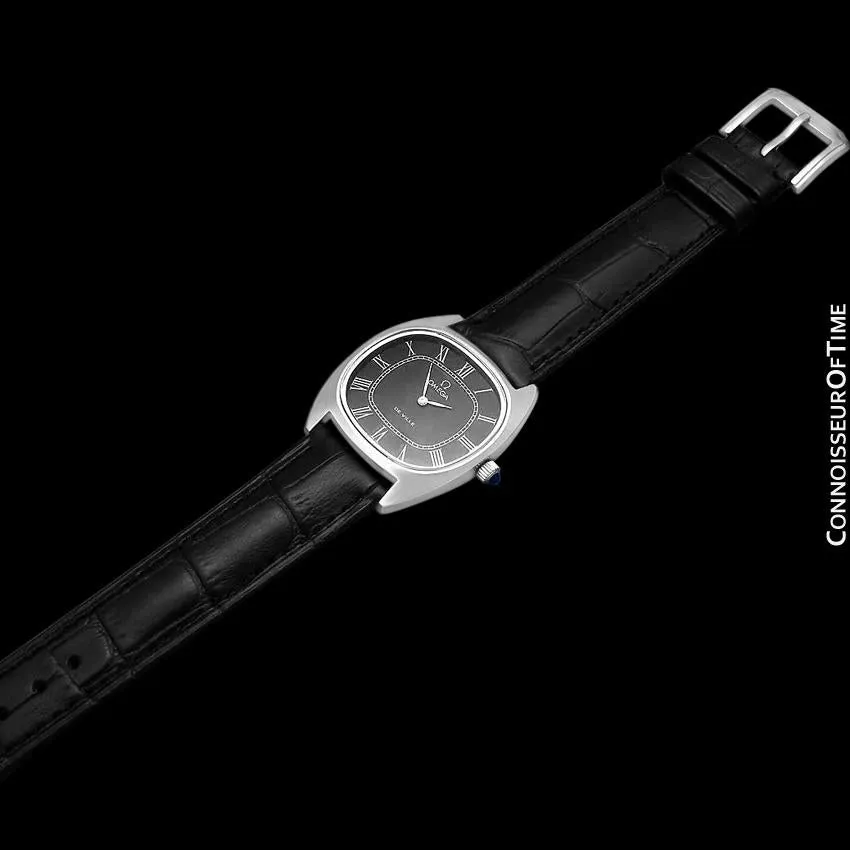 1976 Omega De Ville Vintage Mens Midsize Retro Ultra Thin TV Watch - Stainless Steel