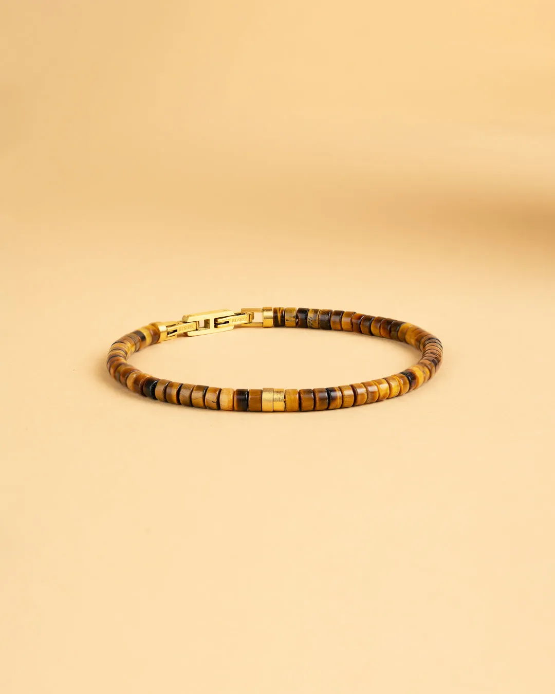 2mm Bracelet with Tiger Eye stones and titanium element