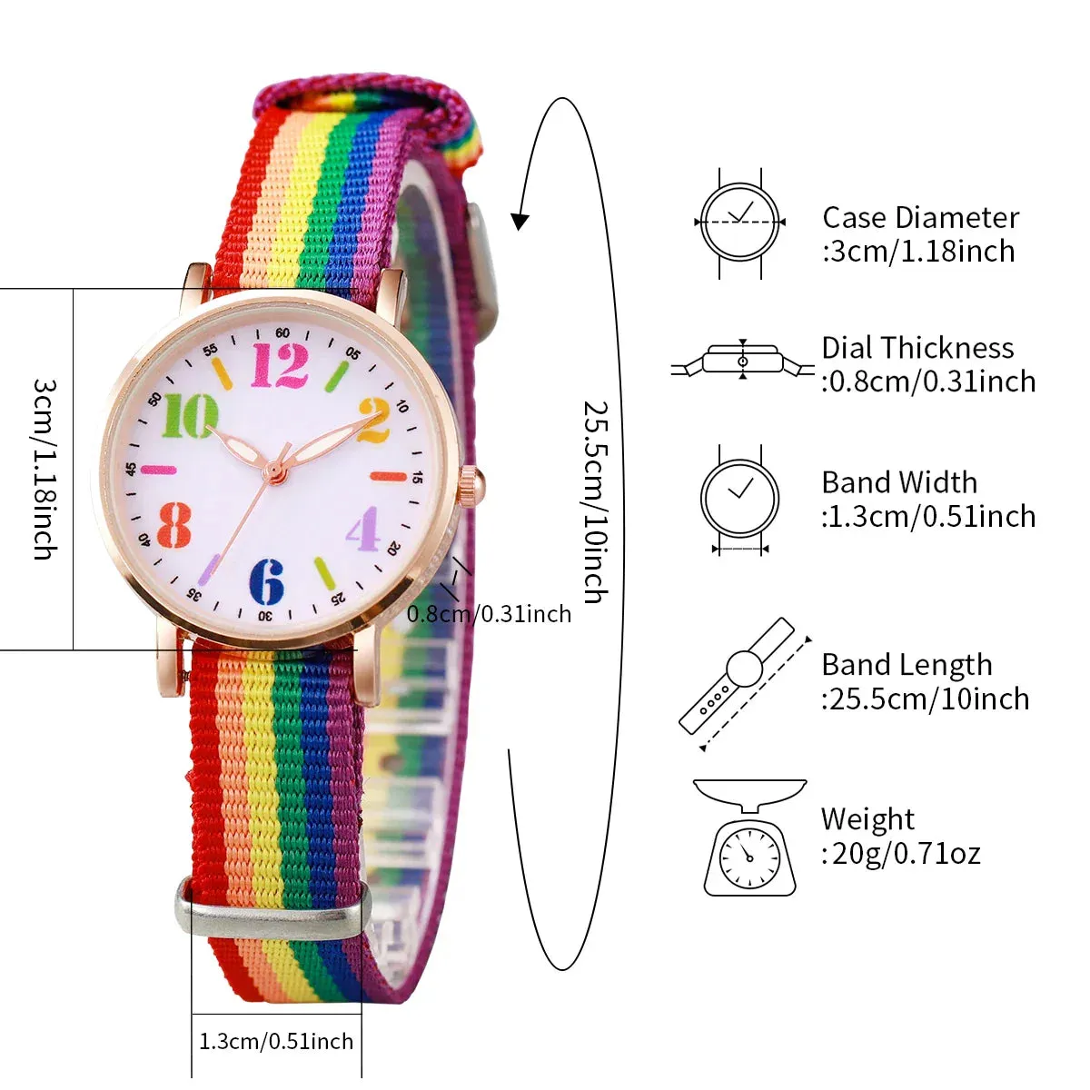 4 Piece Casual Nylon Band Analog Quartz Watch Set Love Beads