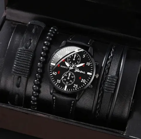 4-Piece Set of Fashionable Watch and Bracelets