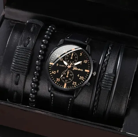 4-Piece Set of Fashionable Watch and Bracelets
