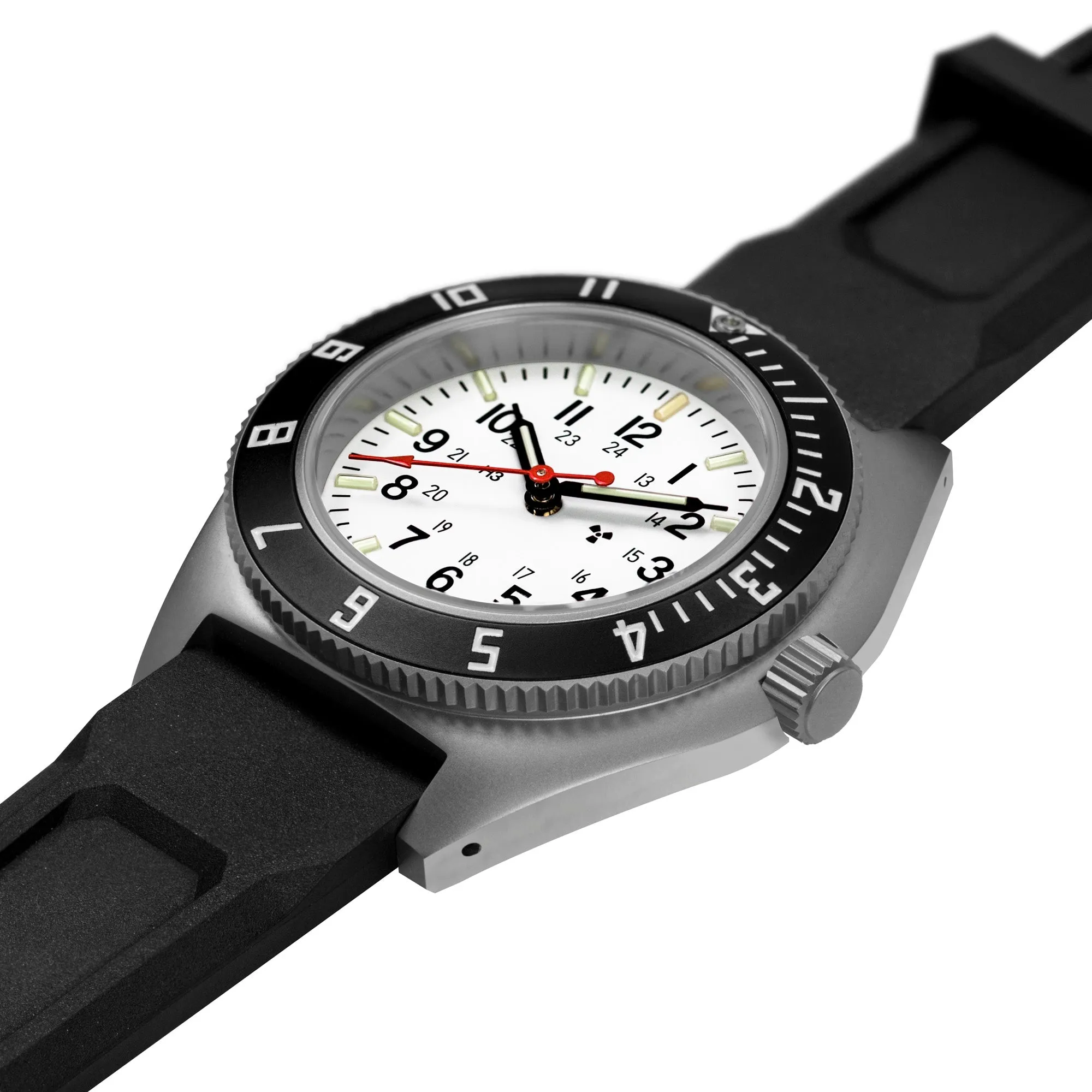 41mm Arctic Steel Navigator (SSNAV) on Black 3-Piece Rubber Strap Kit