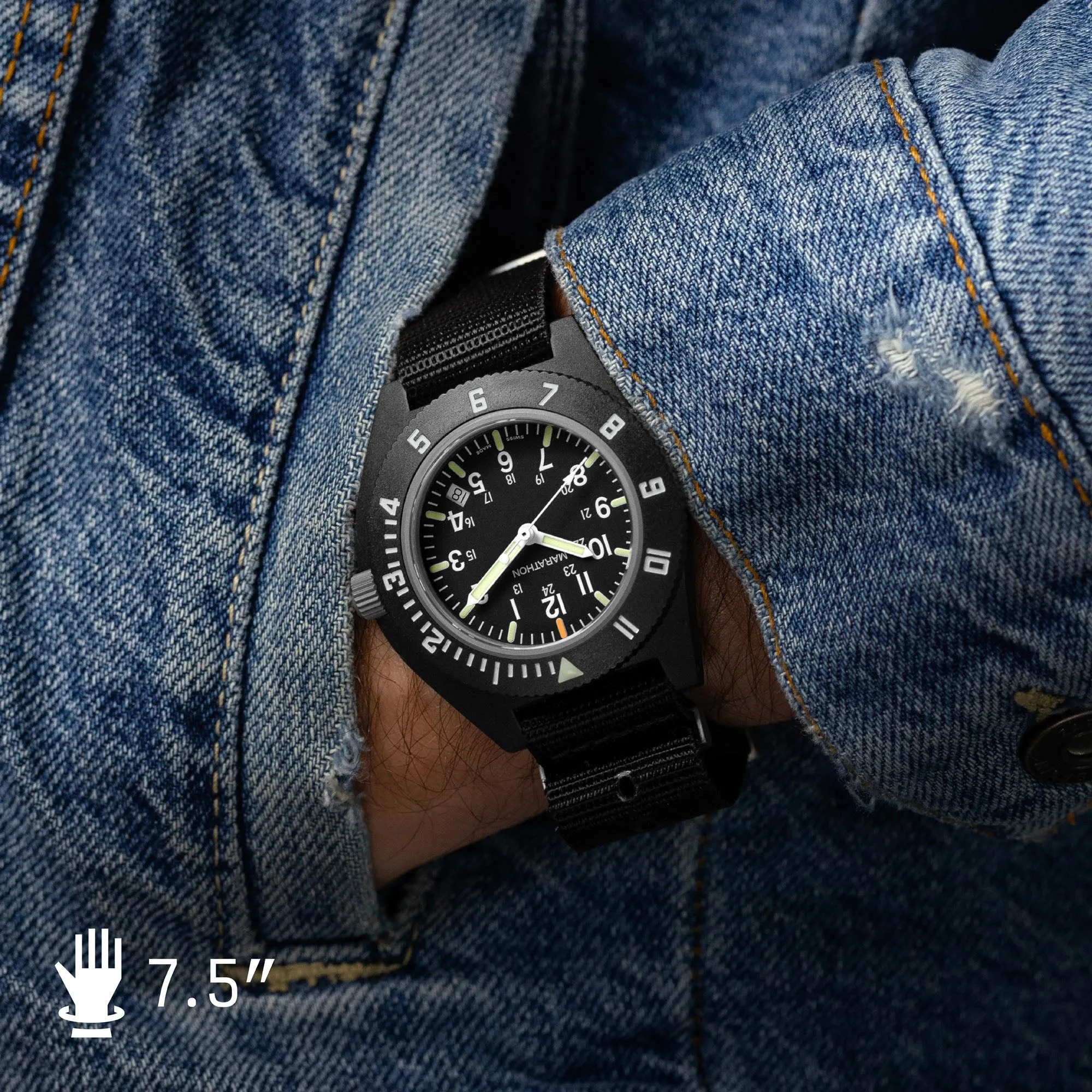 41mm MaraGlo Black Navigator w/ Date (NAV-DM)