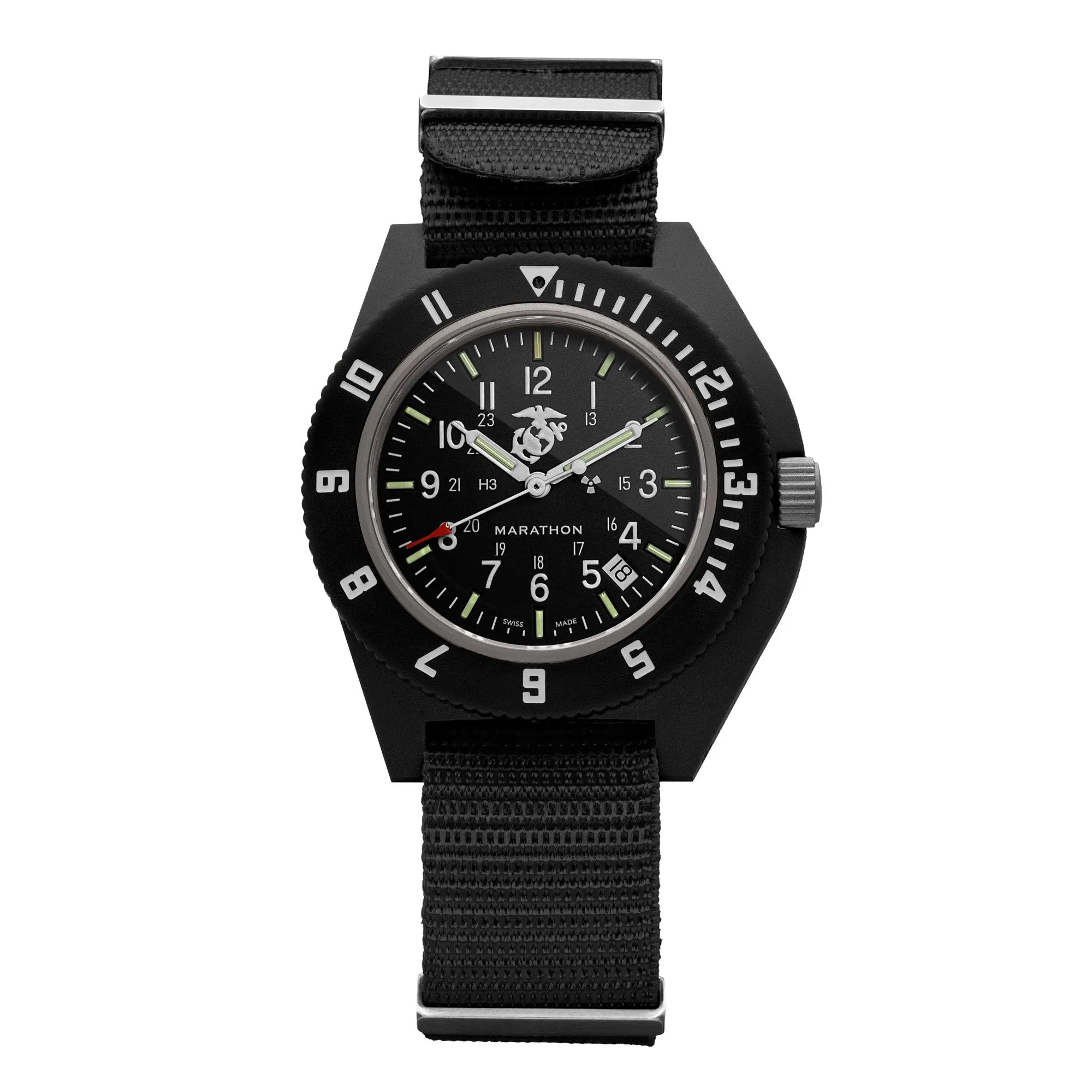 41mm Official USMC Black Pilot's Navigator with Date