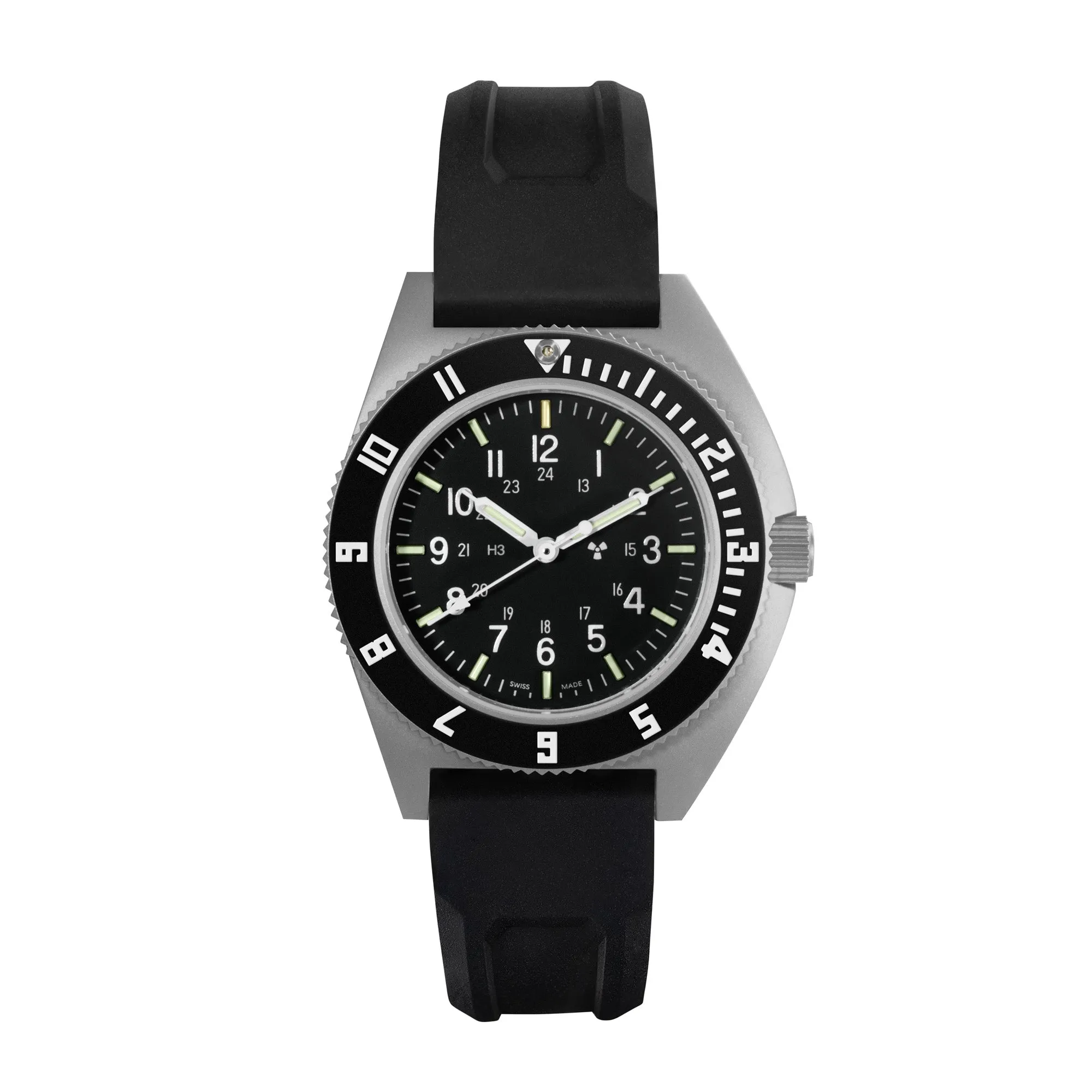 41mm Steel Navigator (SSNAV) on Black 3-Piece Rubber Strap Kit