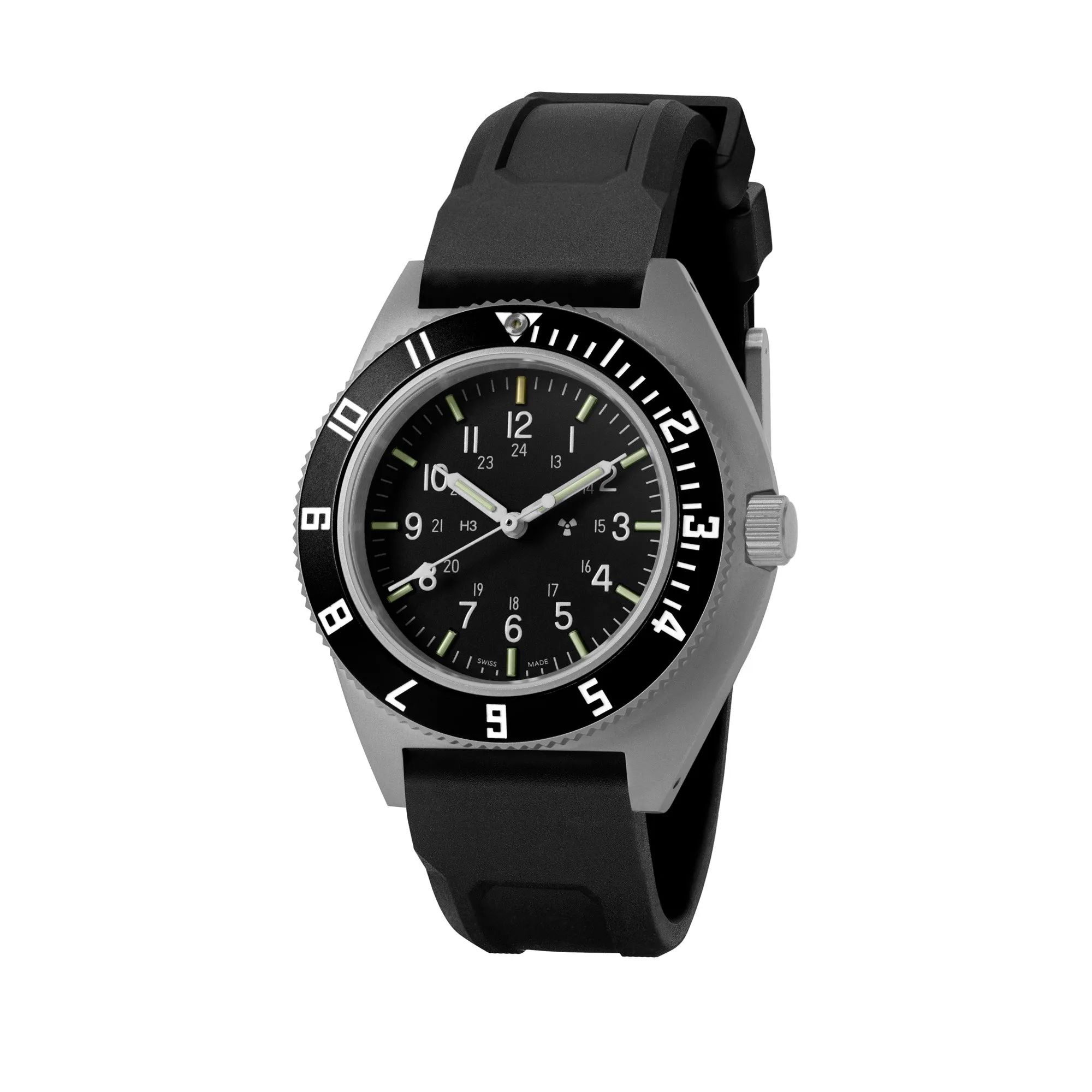 41mm Steel Navigator (SSNAV) on Black 3-Piece Rubber Strap Kit