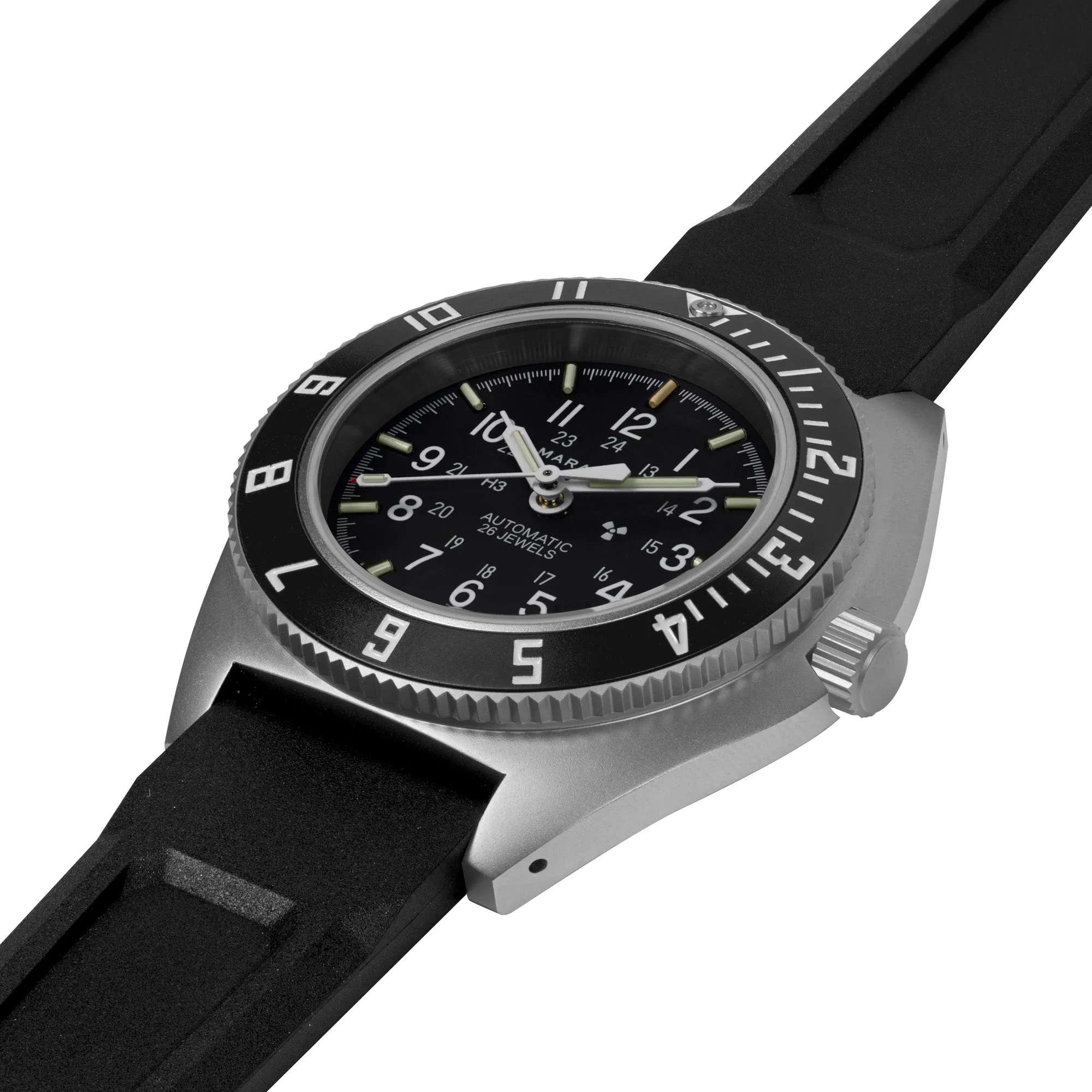 41mm Steel Navigator w/ Date Automatic (SSNAV-D AUTO) on Black 3-Piece Rubber Strap Kit