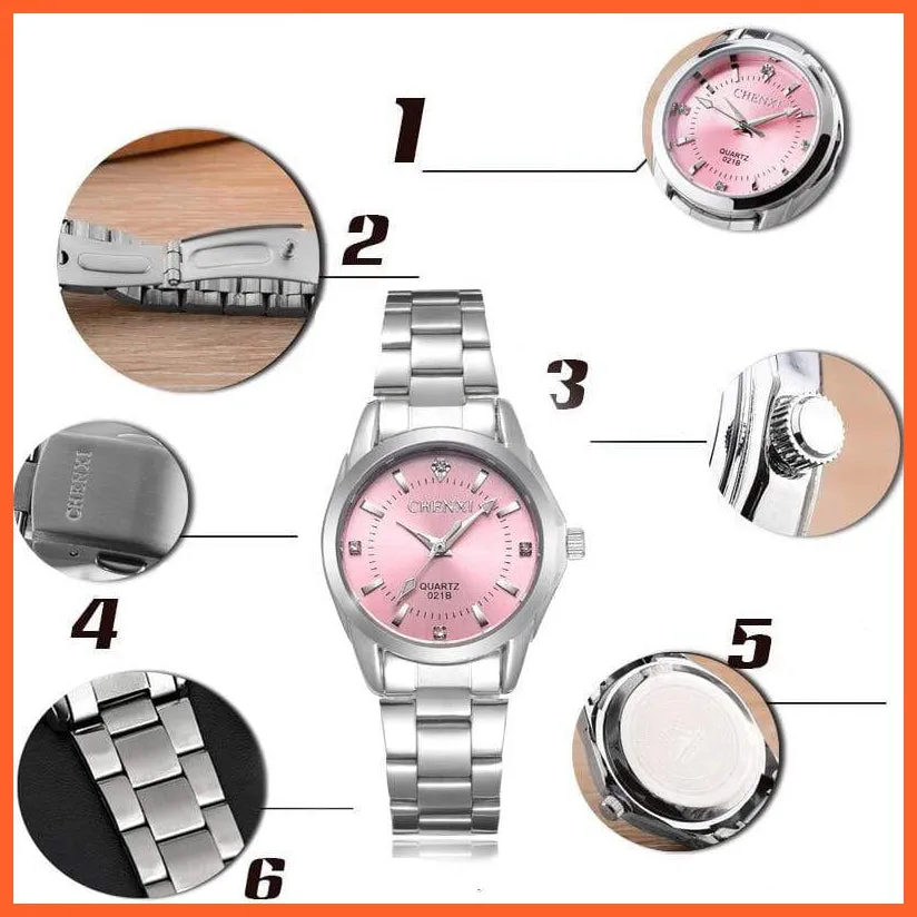 6 Fashion Colors Luxury Women'S Casual Watches | Luxury Waterproof Watch Women Rhinestone Wristwatches