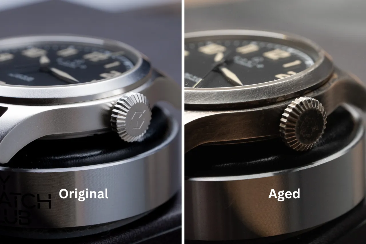 [Advanced level] - 44mm Plated 925 Silver Big Pilot Watch | Vintage Pilot watch with Patina | Aging experience (Miyota 82S0)