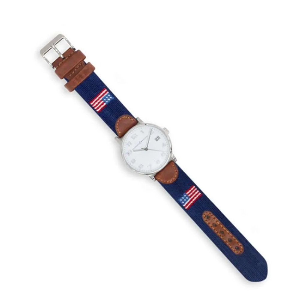 American Flag Needlepoint Watch by Smathers & Branson