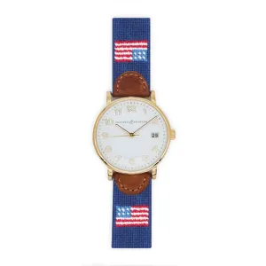 American Flag Needlepoint Watch by Smathers & Branson