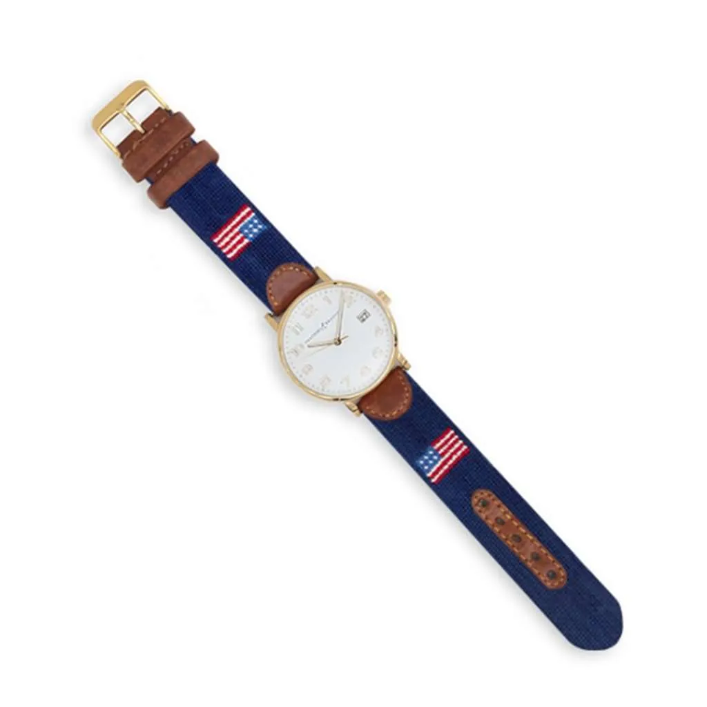 American Flag Needlepoint Watch by Smathers & Branson