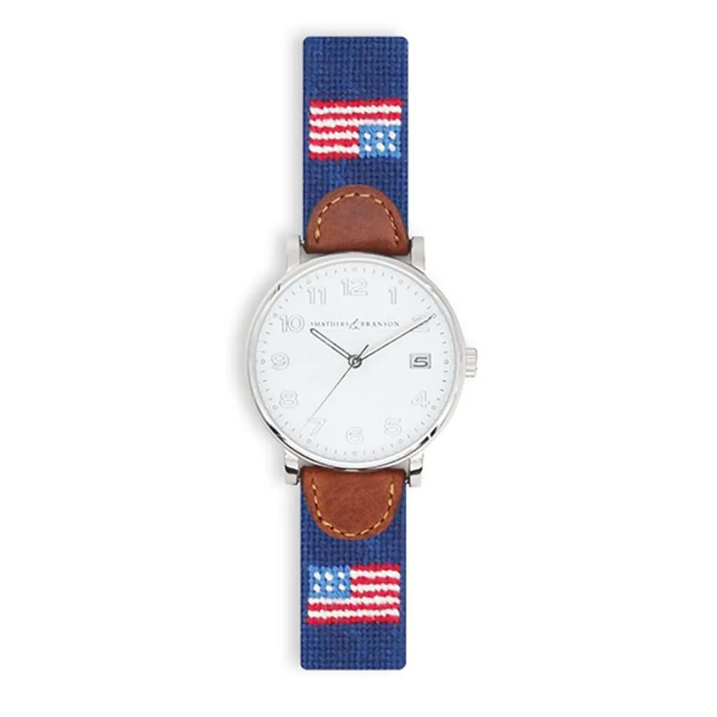 American Flag Needlepoint Watch by Smathers & Branson