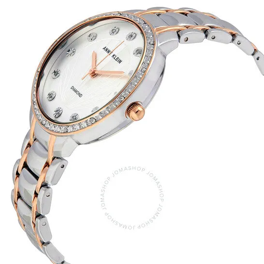 Anne Klein Women's White Dial Stainless Steel Band Watch - AK-2781SVRT