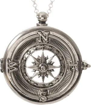 Artisan Owl Compass 4x Magnifying Glass Sliding Top Pendant Necklace, 30"