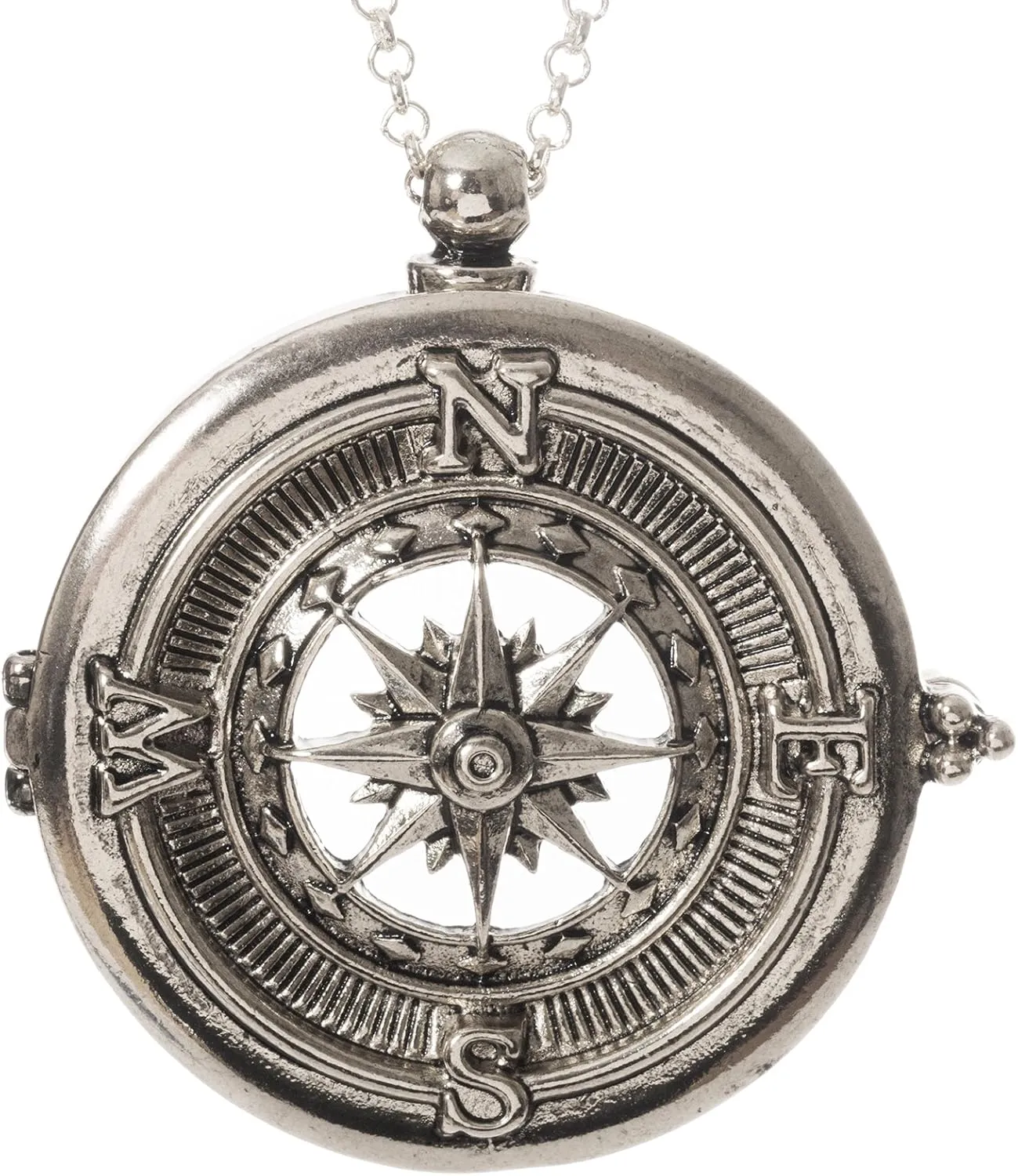 Artisan Owl Compass 4x Magnifying Glass Sliding Top Pendant Necklace, 30"