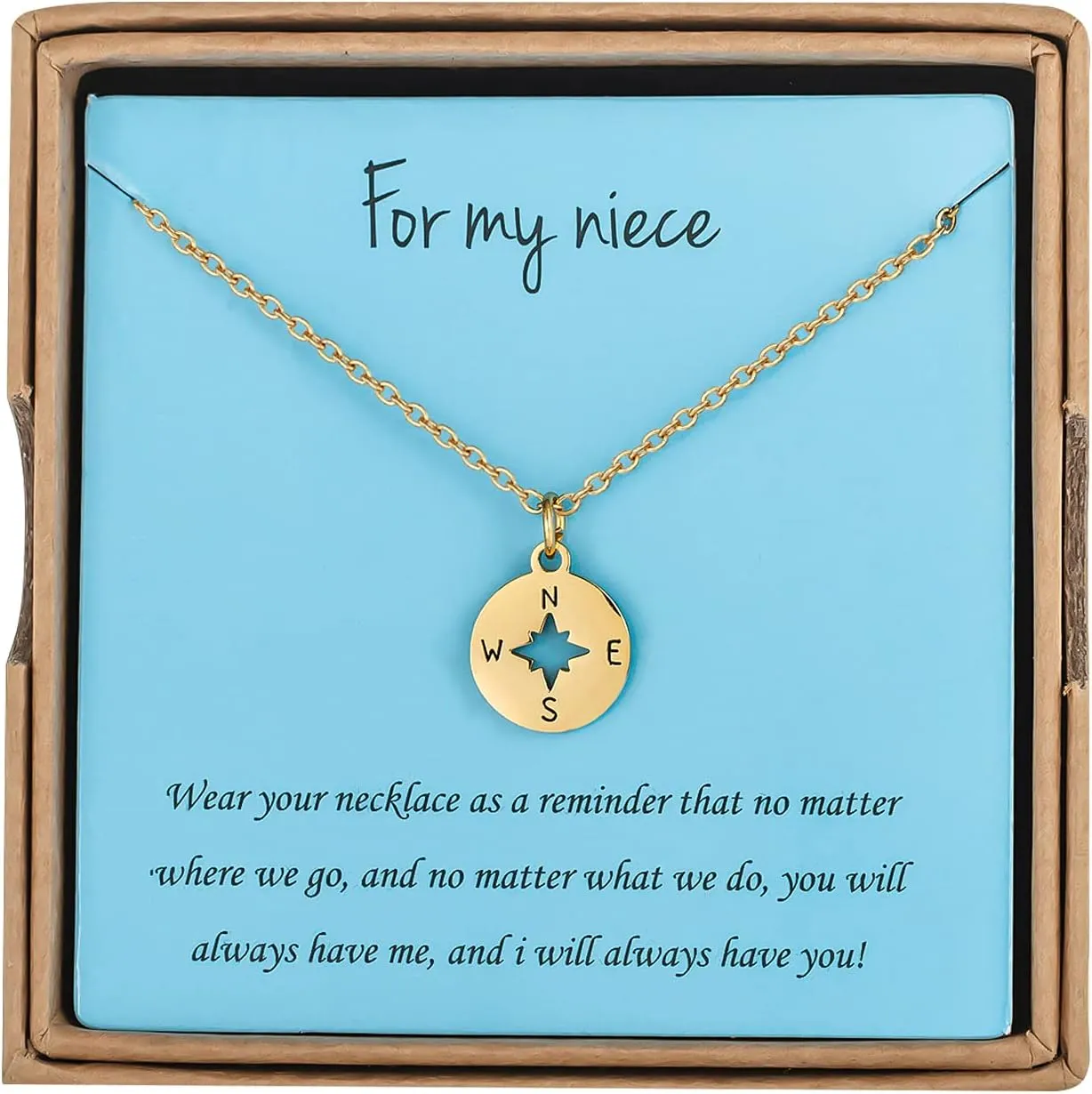 Aunt Niece Gifts from Auntie Uncle Gold Pendant Compass Necklace for Women 18"