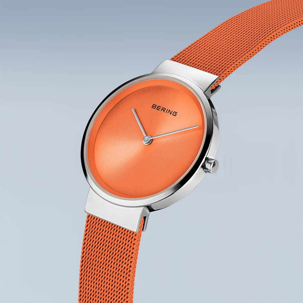 Bering Steel Ladies Orange Dial & Mesh Strap Watch
