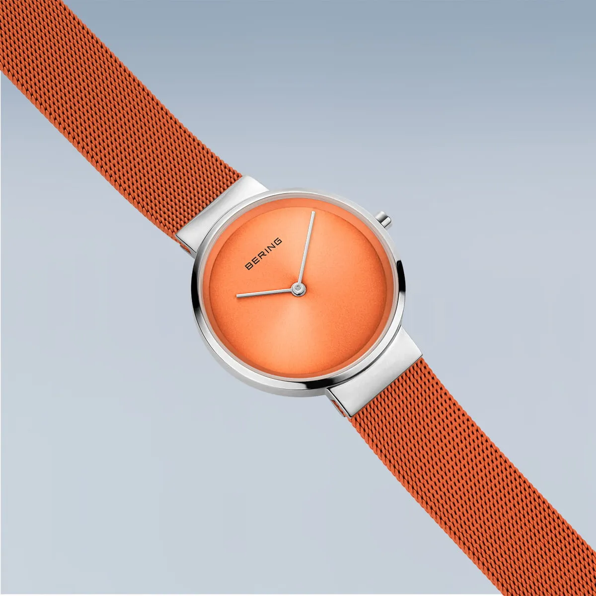 Bering Steel Ladies Orange Dial & Mesh Strap Watch