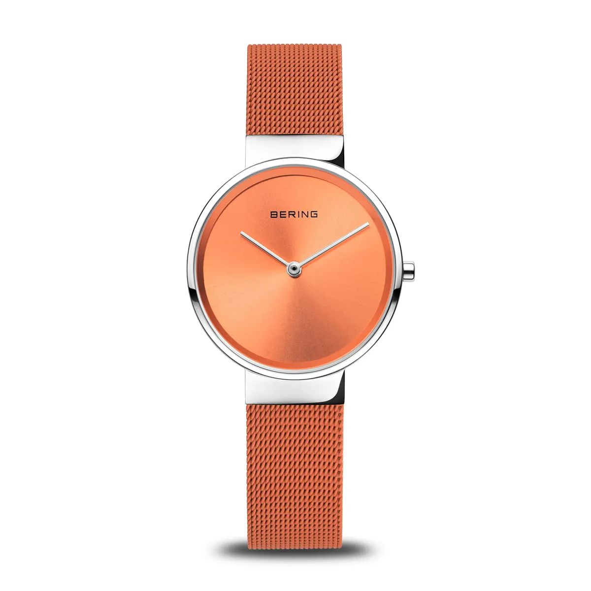 Bering Steel Ladies Orange Dial & Mesh Strap Watch