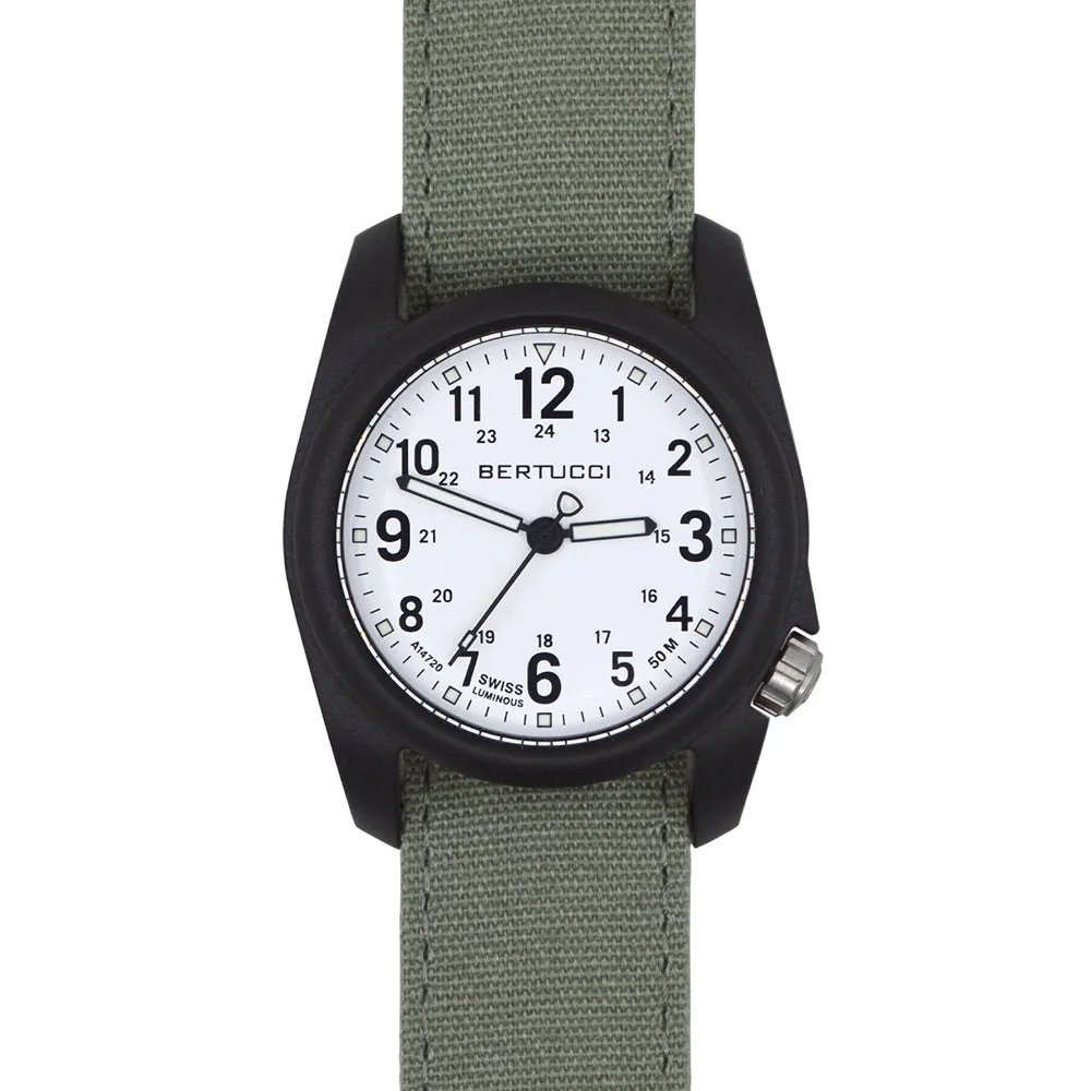 Bertucci Mens DX3 Spruce Comfort Canvas Band White Analog Dial Quartz Watch - 11090