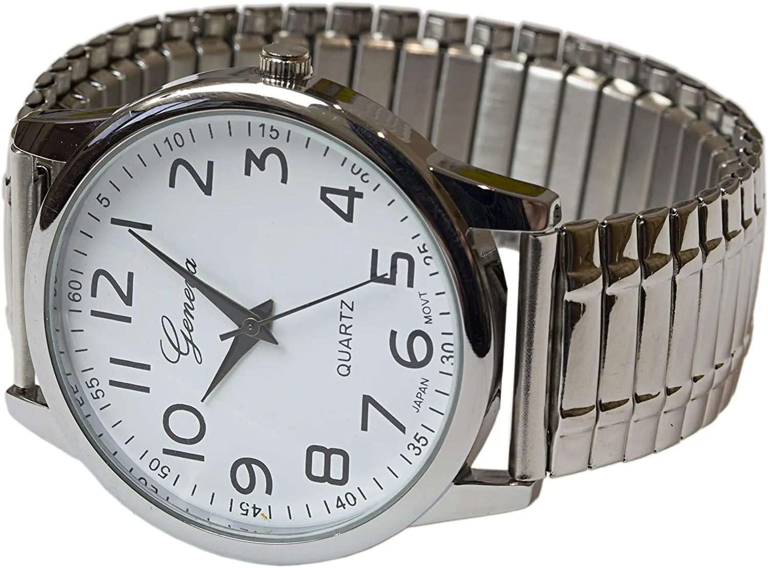 Blekon Collections Unisex Large Face Easy to Read 40mm Case Japanese Quartz Movement Stretch Band Watch