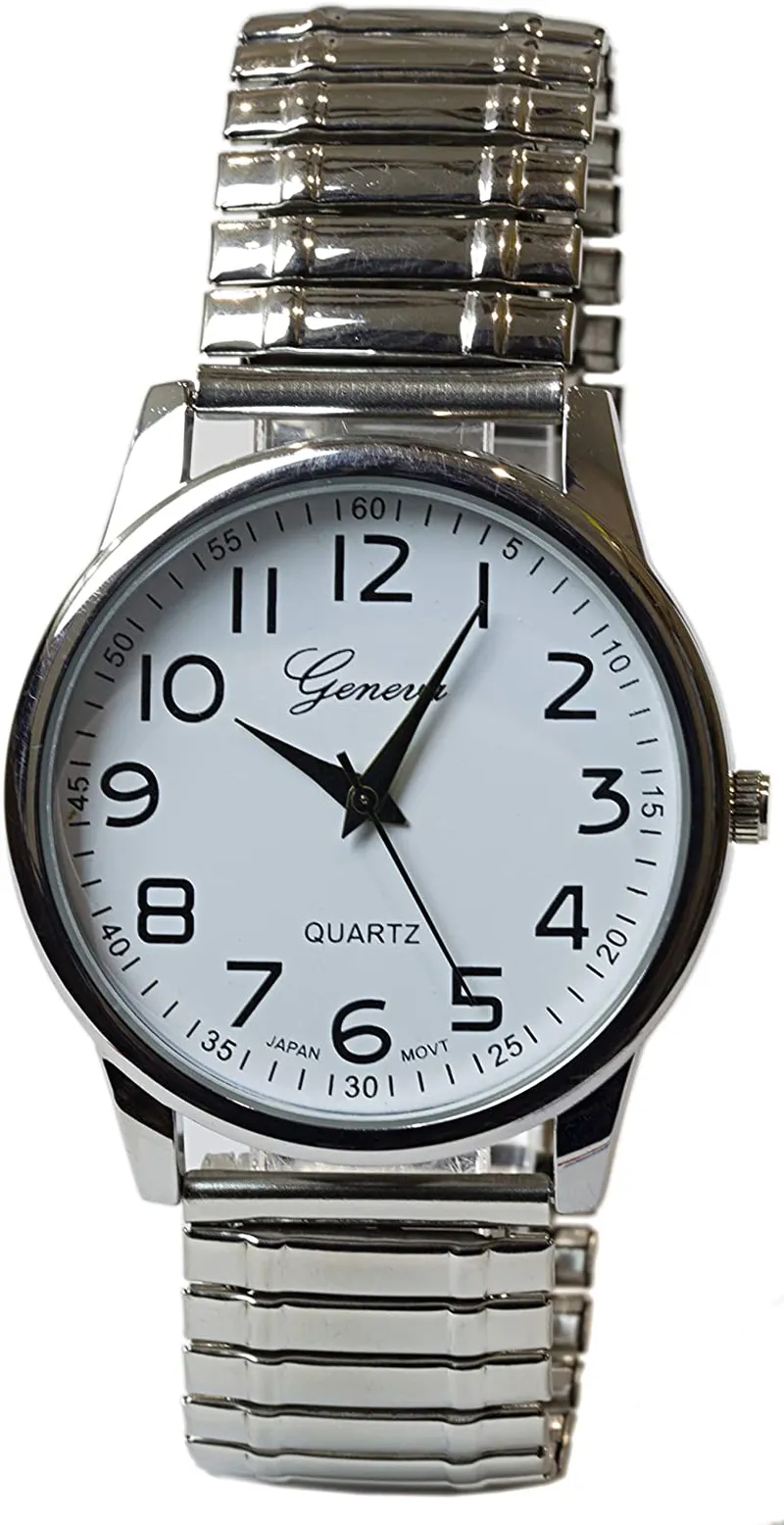 Blekon Collections Unisex Large Face Easy to Read 40mm Case Japanese Quartz Movement Stretch Band Watch