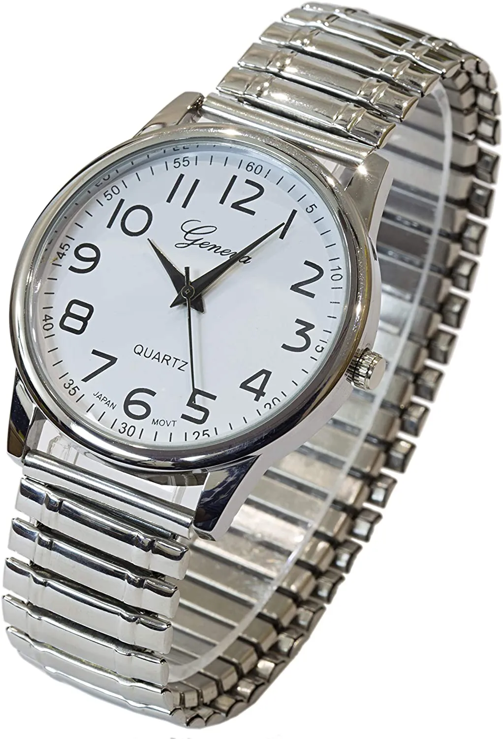 Blekon Collections Unisex Large Face Easy to Read 40mm Case Japanese Quartz Movement Stretch Band Watch