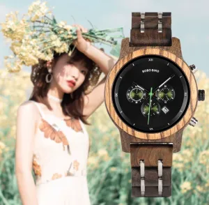 BOBO BIRD ZEBRAZO WOODEN WOMEN'S WATCH
