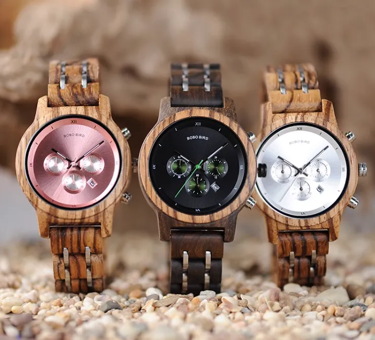 BOBO BIRD ZEBRAZO WOODEN WOMEN'S WATCH