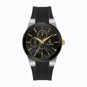 Bulova Futuro Watch with 41MM Black Round Dial and Silicone Strap. 98C138