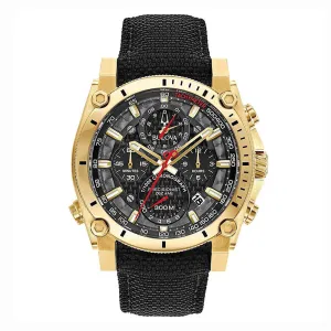 Bulova Precisionist Mens Black Nylon Band Black Quartz Dial Watch - 97B178