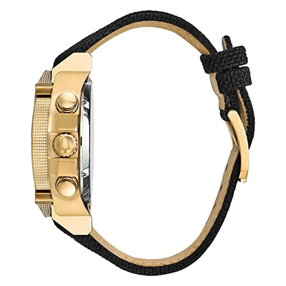 Bulova Precisionist Mens Black Nylon Band Black Quartz Dial Watch - 97B178