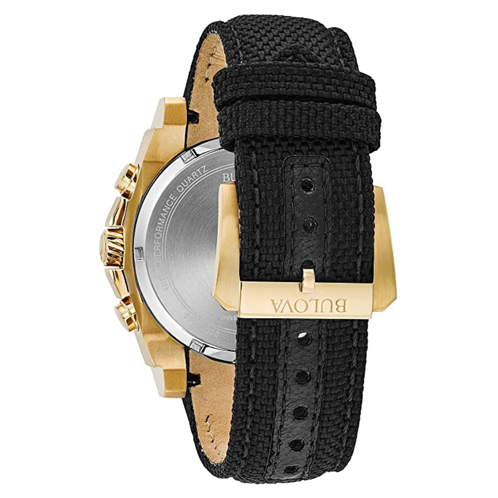 Bulova Precisionist Mens Black Nylon Band Black Quartz Dial Watch - 97B178