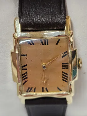 BULOVA Solid YG Vintage 1940's Unique Fancy Case Design Watch - $10K APR w/ COA!