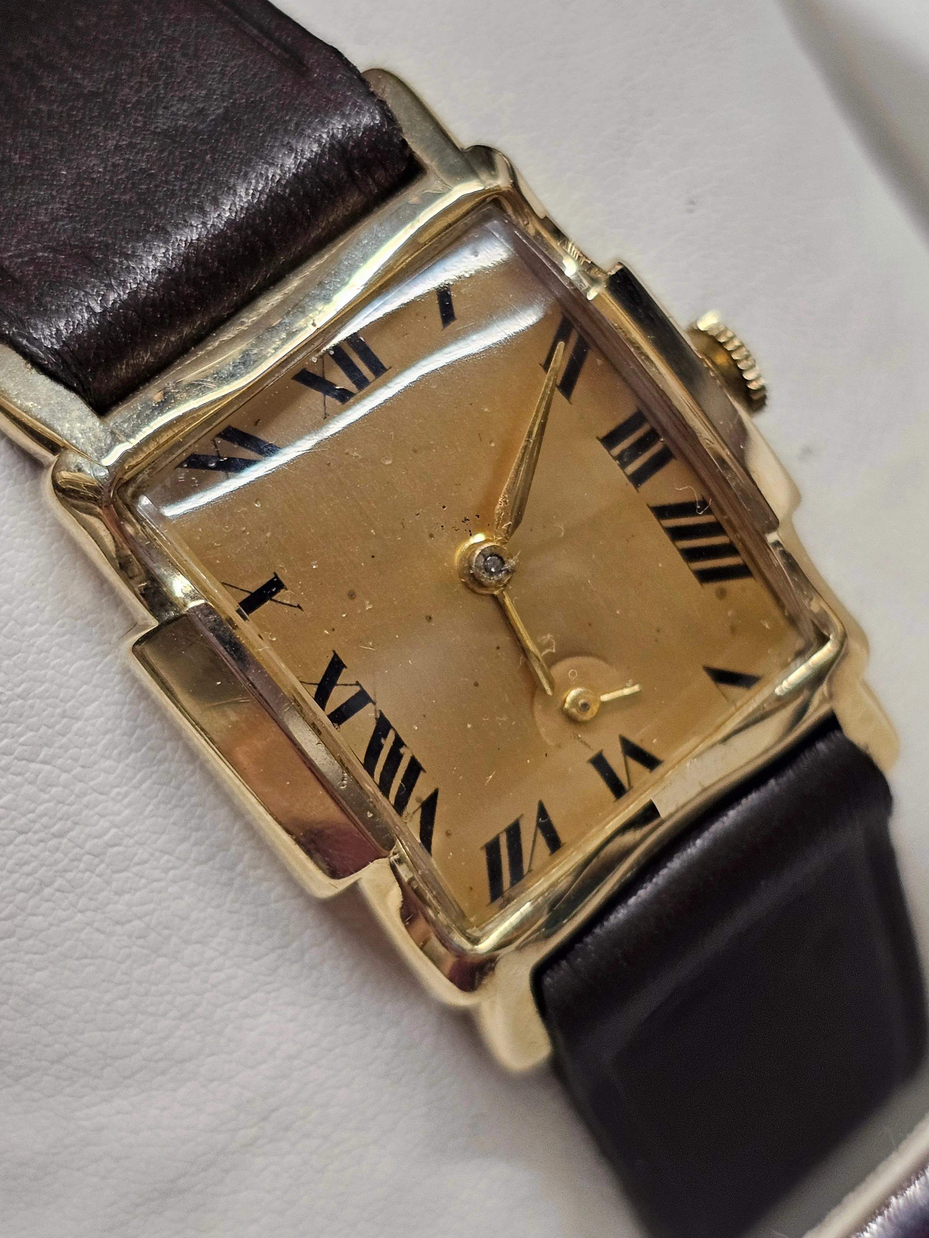 BULOVA Solid YG Vintage 1940's Unique Fancy Case Design Watch - $10K APR w/ COA!