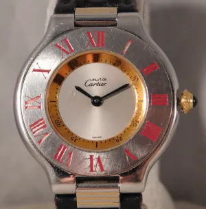 Cartier Must de Cartier 21 Deployant Clasp 1330 Vintage 1990's Mens Watch....31mm