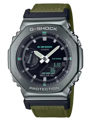 Casio G-Shock UTILITY METAL Mens Black/Olive Analog-Digital Watch GM2100CB-3A