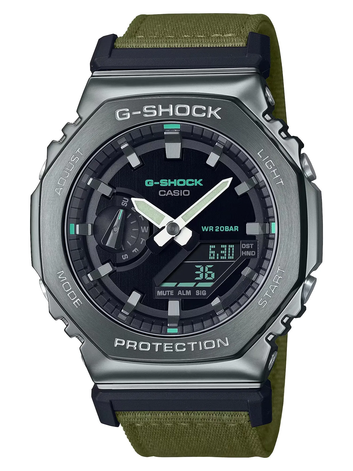 Casio G-Shock UTILITY METAL Mens Black/Olive Analog-Digital Watch GM2100CB-3A