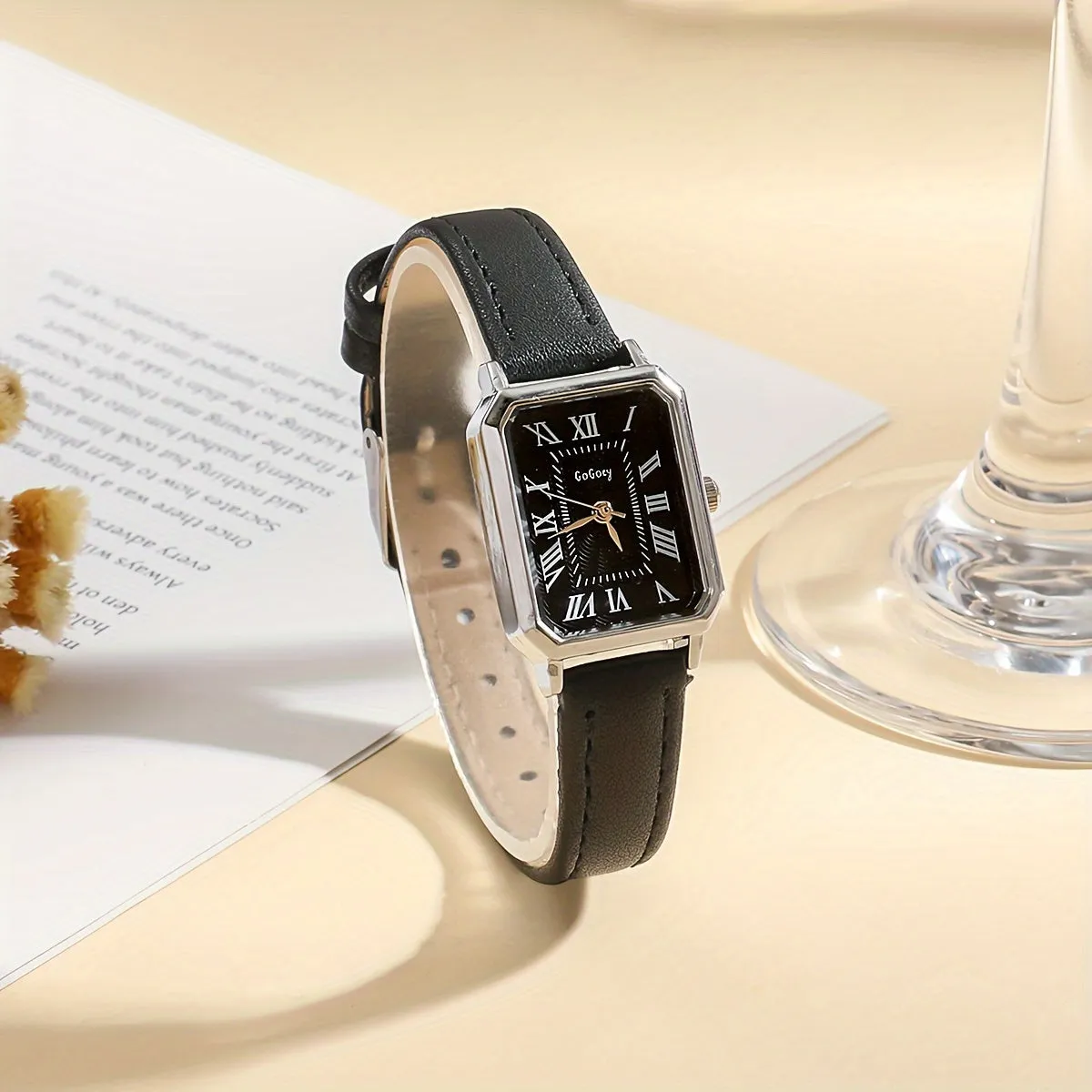 Chic Roman Numeral Rectangle Quartz Watch