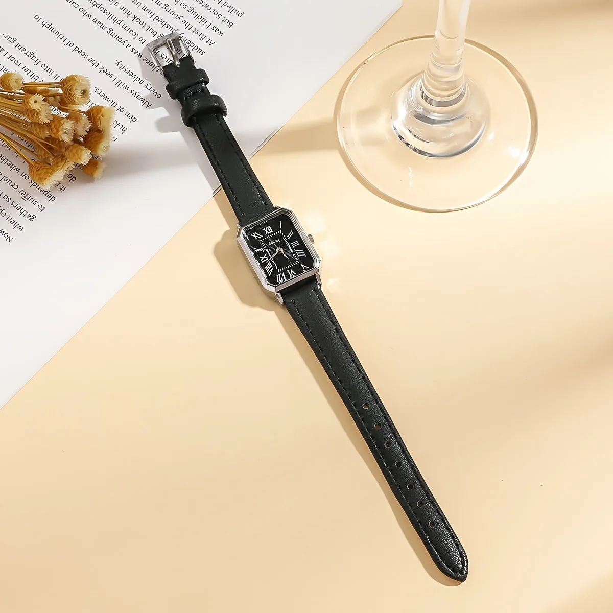 Chic Roman Numeral Rectangle Quartz Watch
