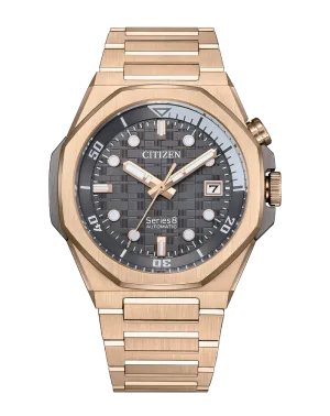 Citizen Series 8 Rose Gold Stainless Steel Black Dial Watch NB6069-53H