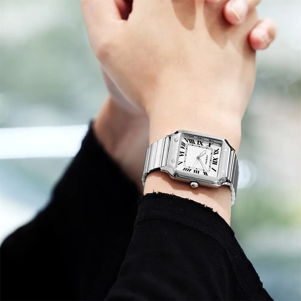 Classic Square Watches for Men with Roman Numerals Casual Watch