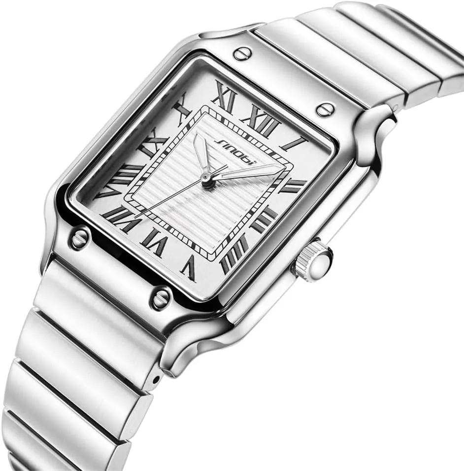Classic Square Watches for Men with Roman Numerals Casual Watch