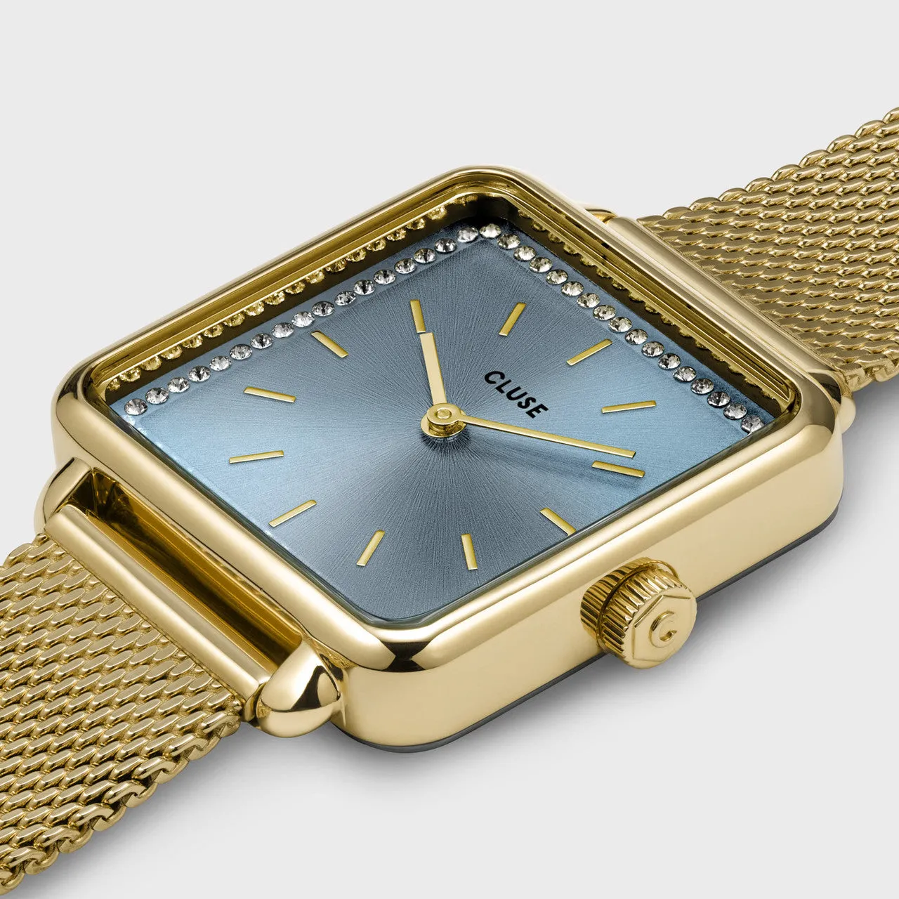 CLUSE La Tetragone Light Blue Stones/ Gold Mesh